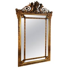 Late-19th Century French Louis XV Carved Gold Leaf Wall Hanging Parclose Mirror