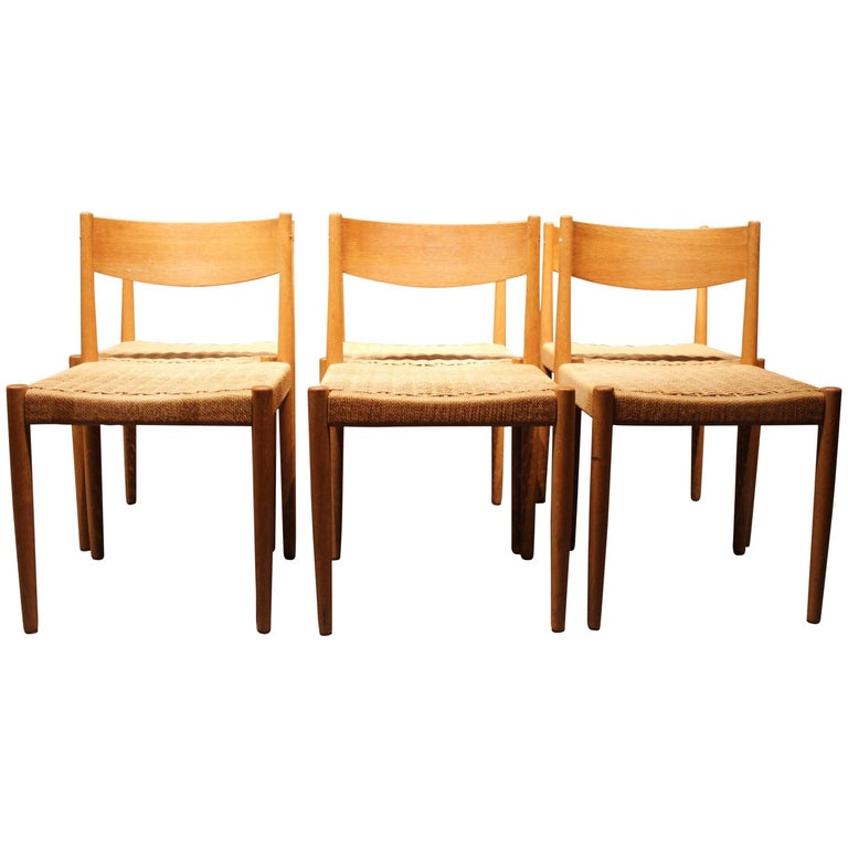 Set of Six Dining Room Chairs in Oak by Poul M. Volther and Frem Røjle