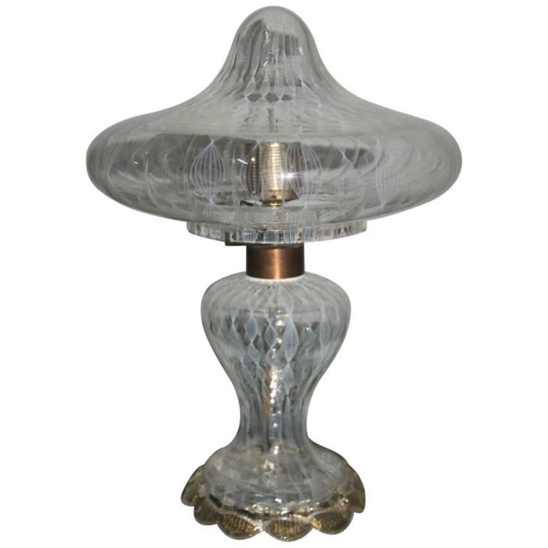 Murano Glass Table Lamp Attributed Paolo Venini Italian Design For Sale
