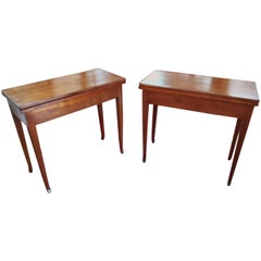  Italian 19th Century cherry wood brown Pair of Tables