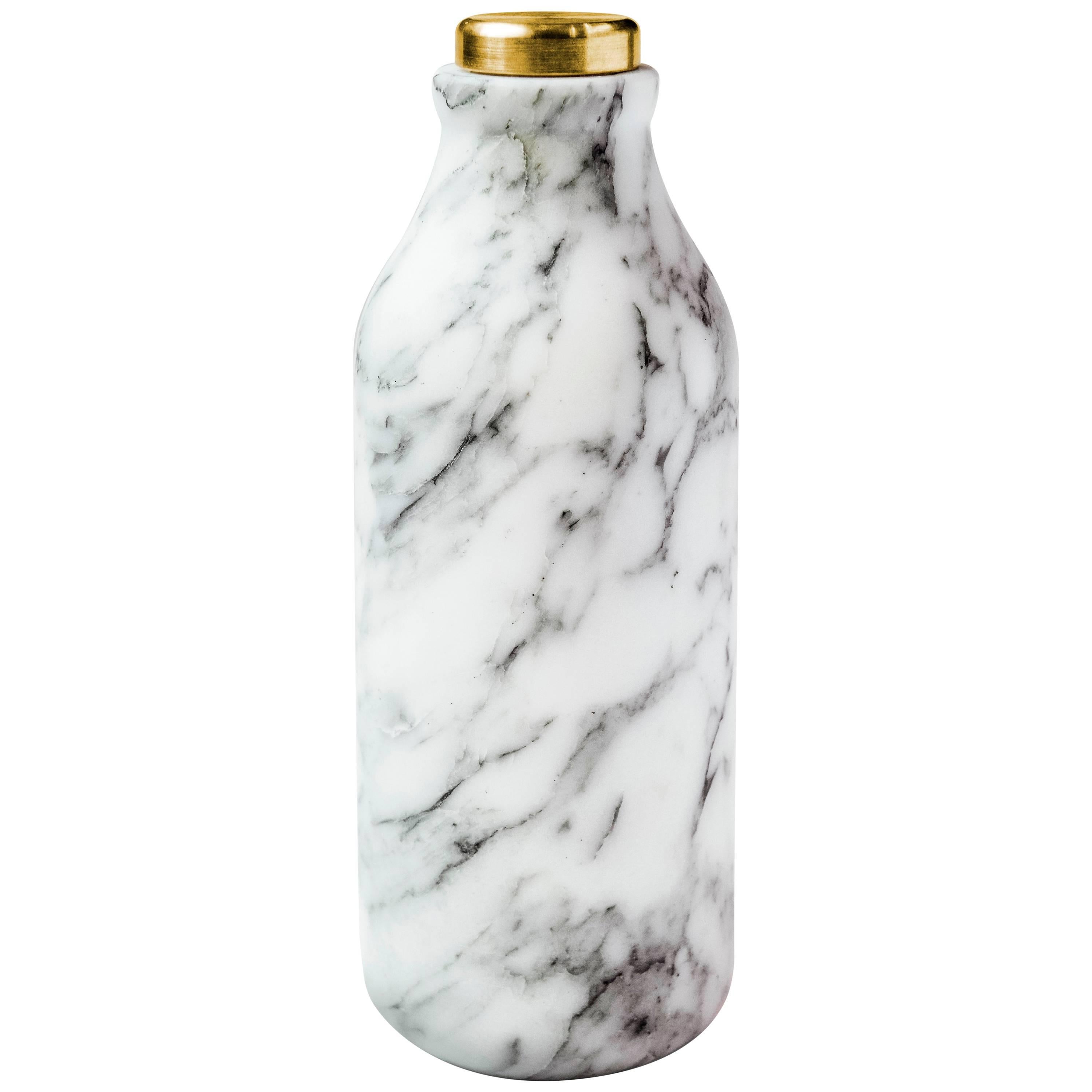 Mr Bottle, Milk Bottle in Marble and Brass, by Lorenza Bozzoli X Editions Milano For Sale