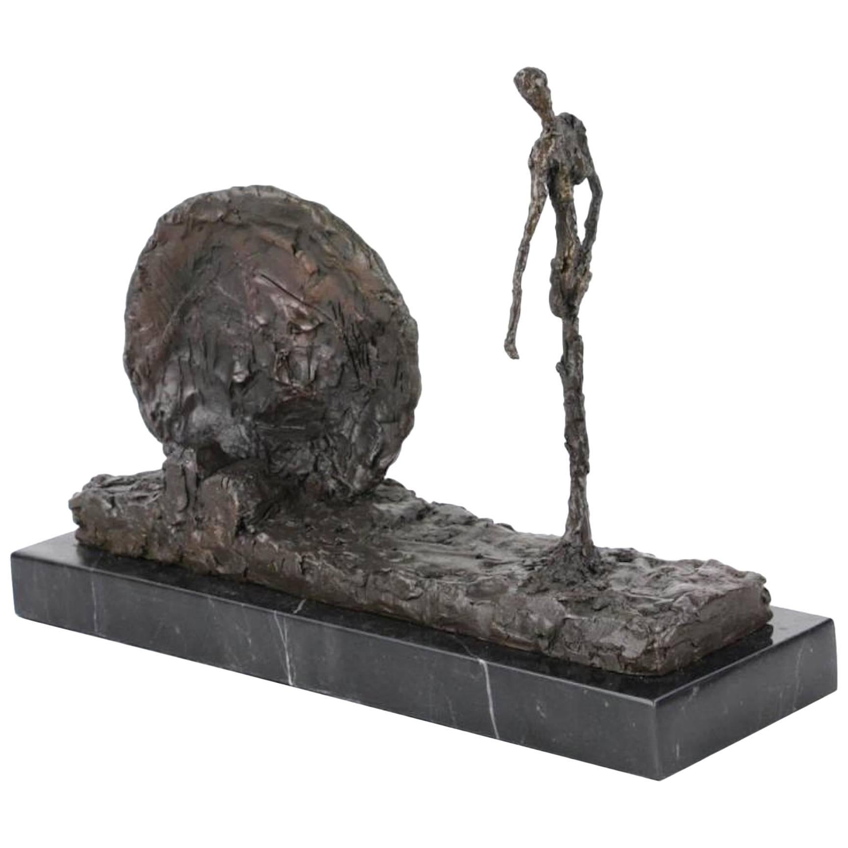 Walking Man Landscape, Bronze Sculpture in the Manner of Alberto Giacometti