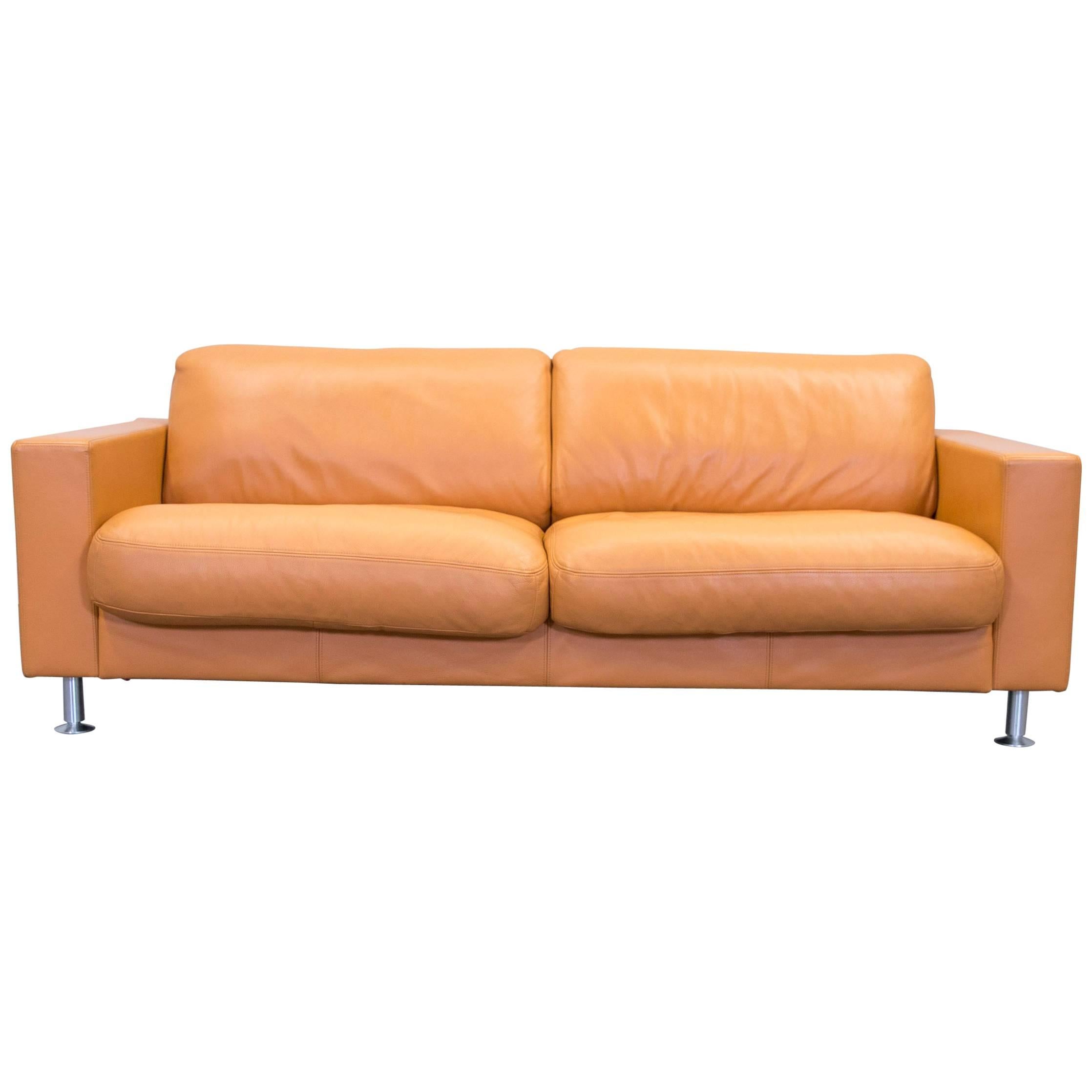 Rolf Benz Basix Designer Sofa Orange Three-Seat Couch Modern For 