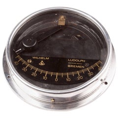Used Chrome Nautical Ship's Clinometer, W. Ludolph, 1980s