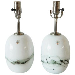 Pair of Michael Bang Glass Lamps for Holmegaard