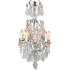 French Silvered Brass Six-Arm Chandelier