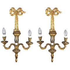 Pair of Louis XVI Style Giltwood Wall Lights