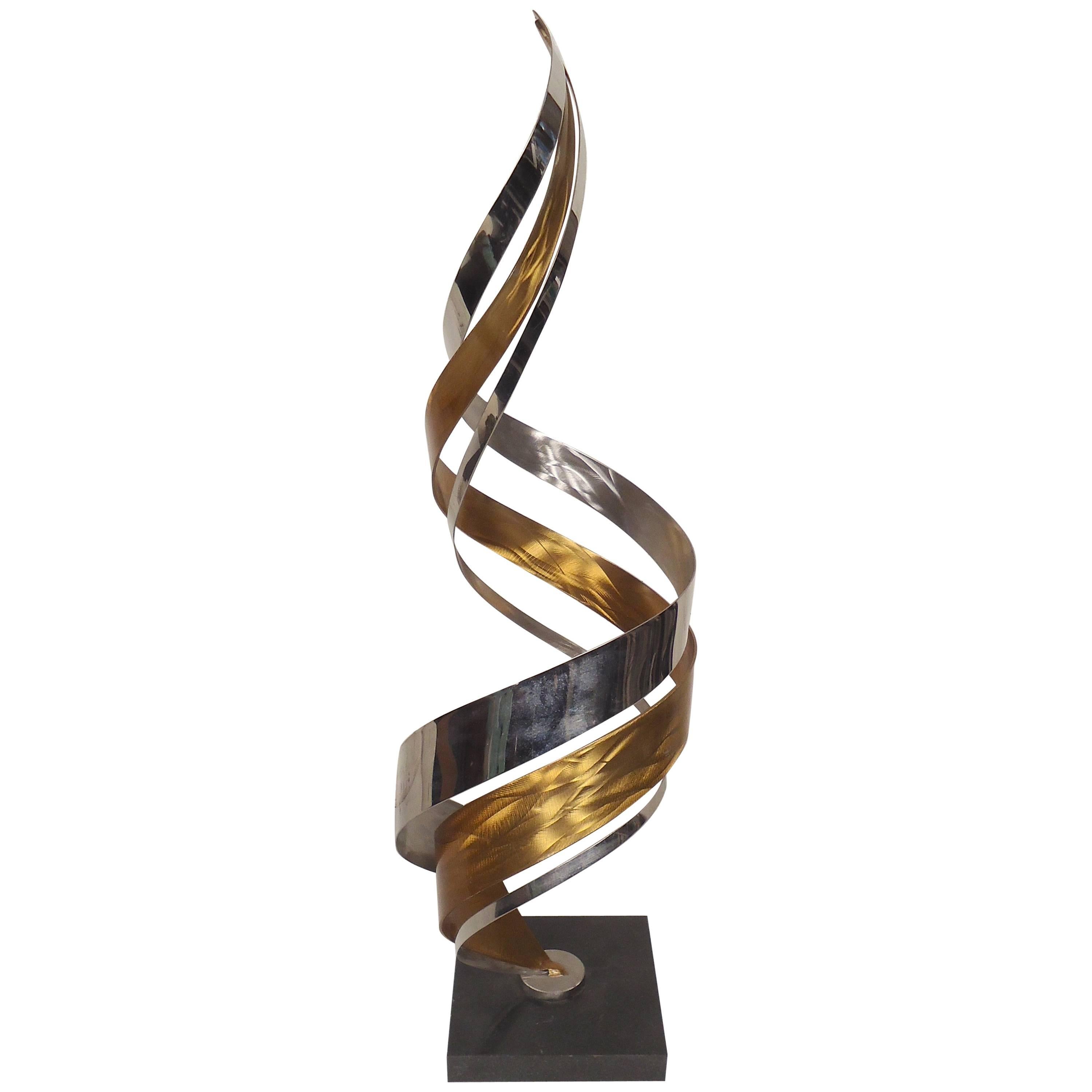 Decorative Brass and Chrome Swirl Sculpture