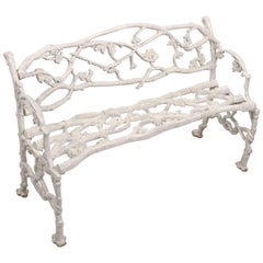 Antique English Garden Bench or Seat of Cast Iron in the Coalbrookdale Style