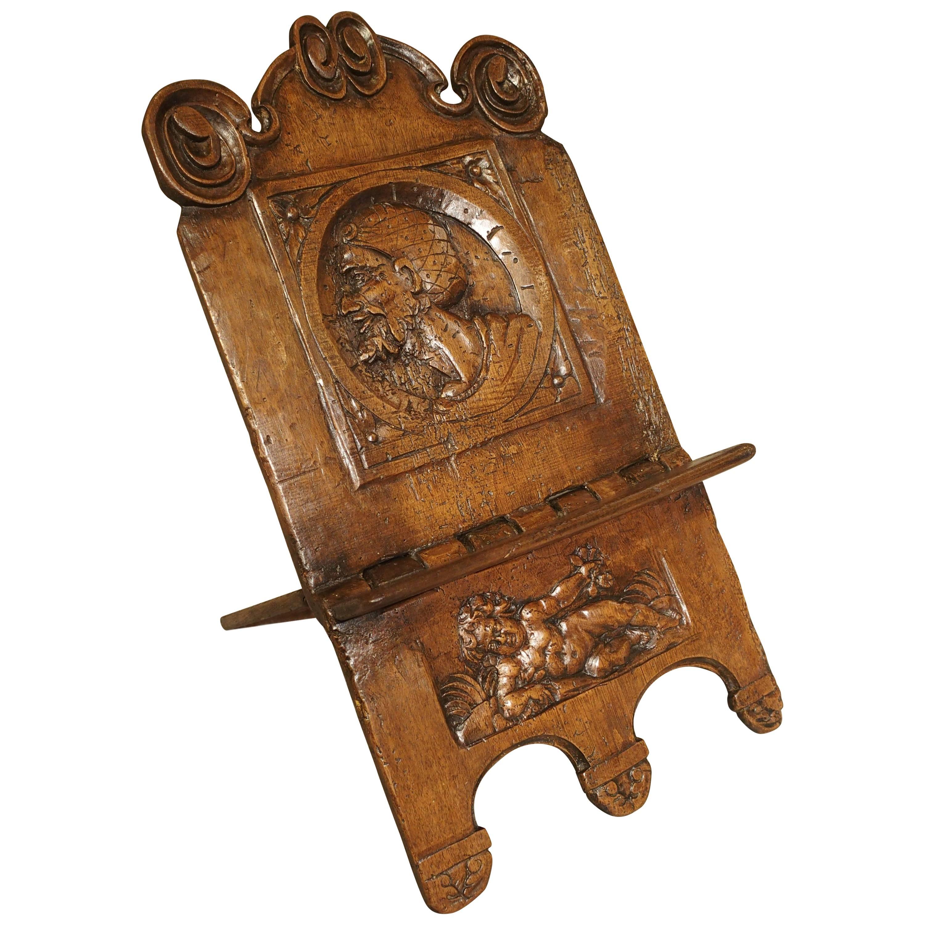 Antique Walnut Wood Book Holder, 17th Century