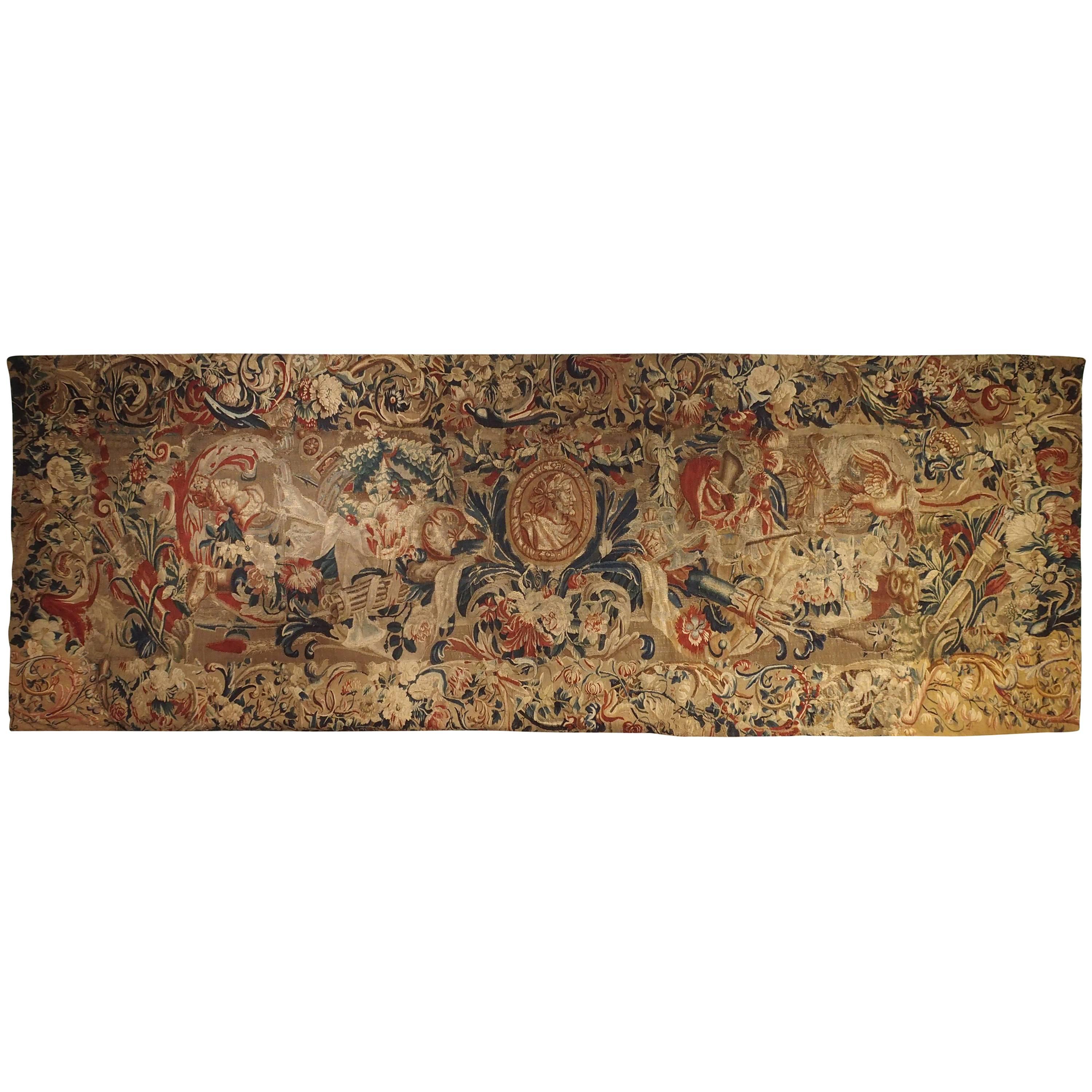 Antique French Beauvais Tapestry della fine del XVII secolo
