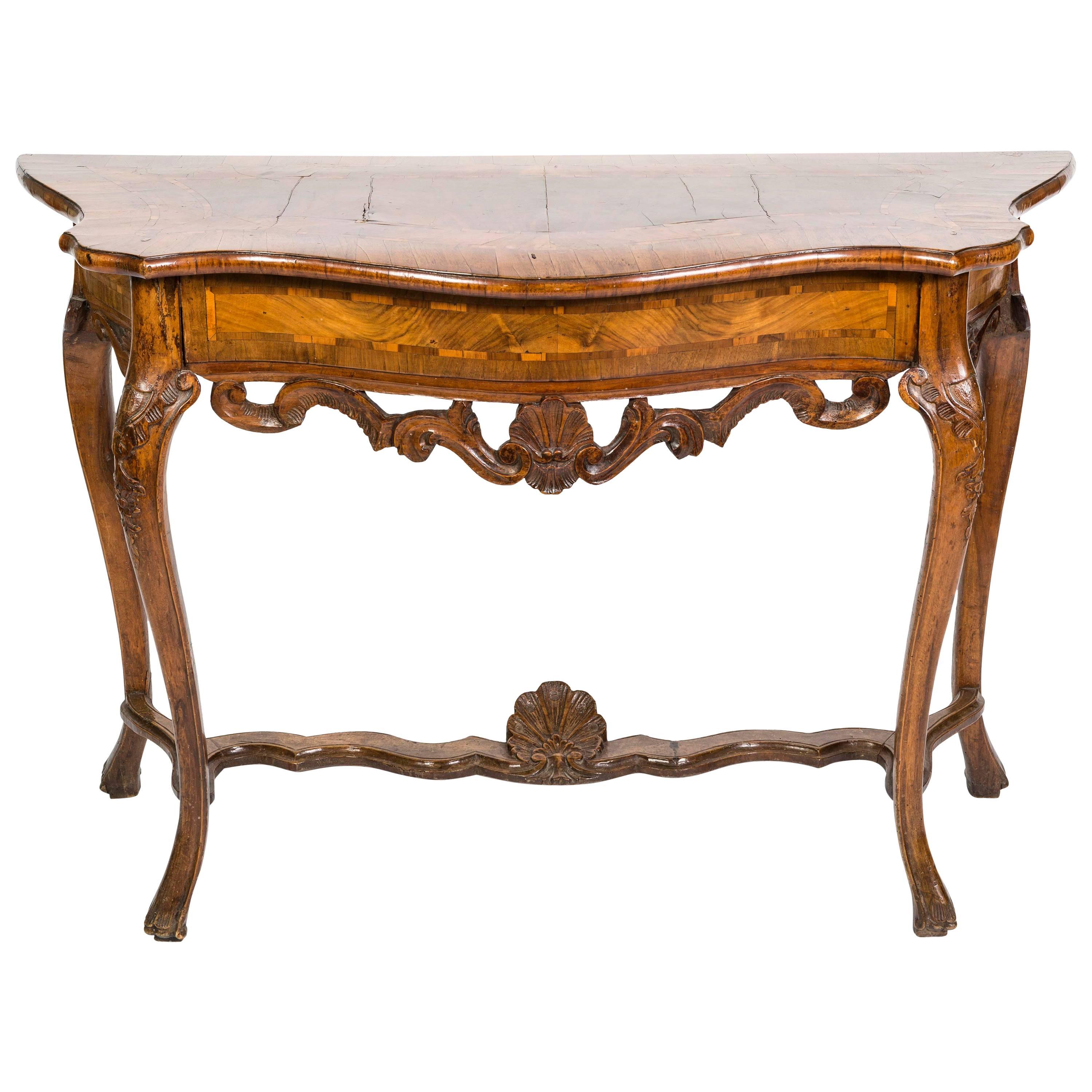 18th Century Italian Walnut Console Table For Sale