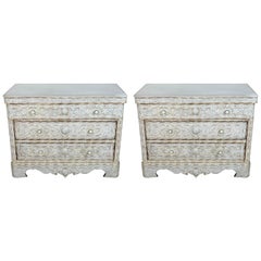 Pair of Syrian White Mother-of-Pearl Inlay Wedding Dressers