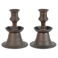 Massive Pair of Ottoman Empire Cast Bronze Candleholders