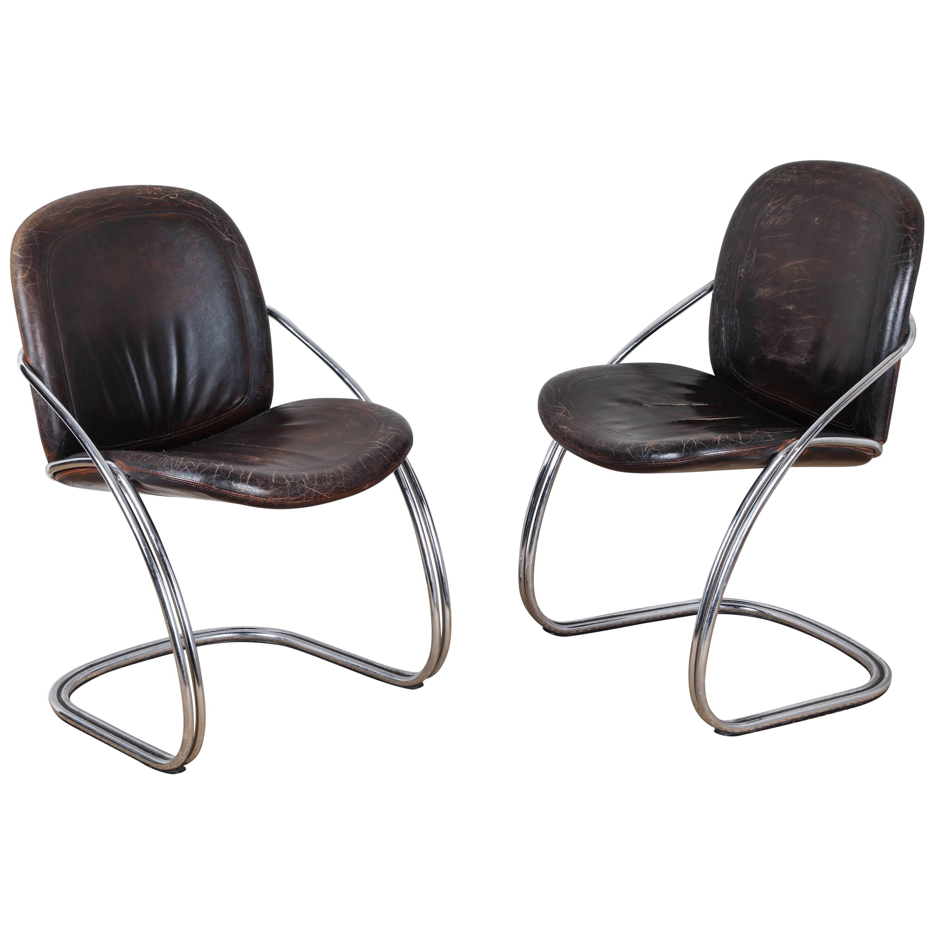 Midcentury Tubular Chrome Chair   For Sale