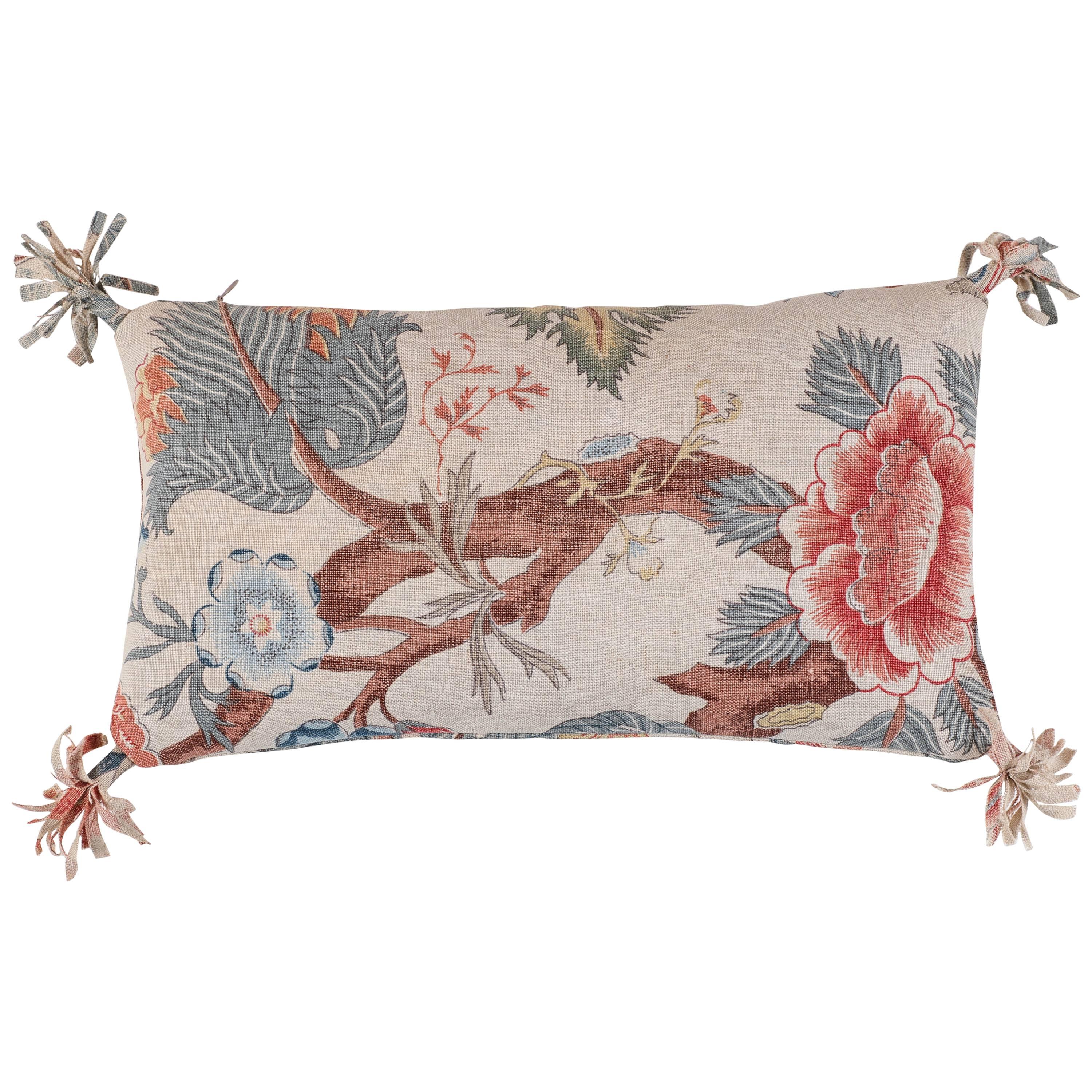 Vintage Floral Linen Pillow Double-sided For Sale