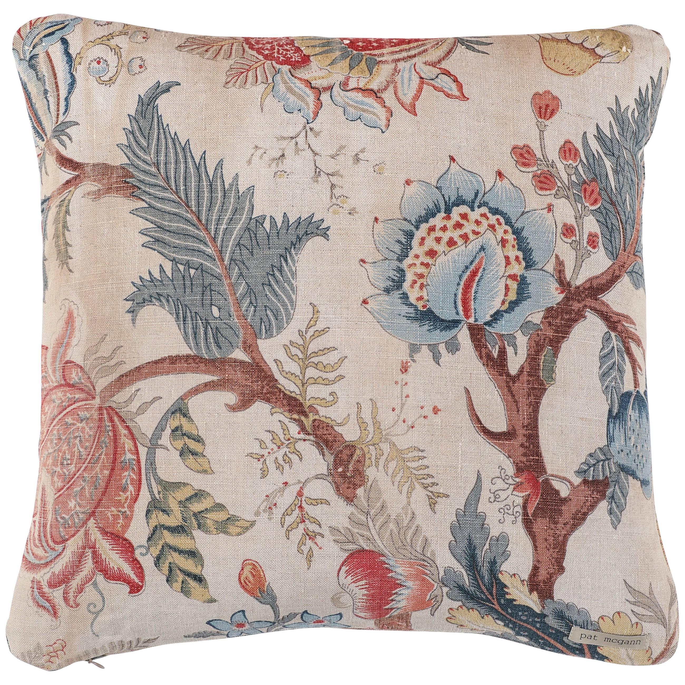 Vintage Floral Linen Pillow Double-sided For Sale