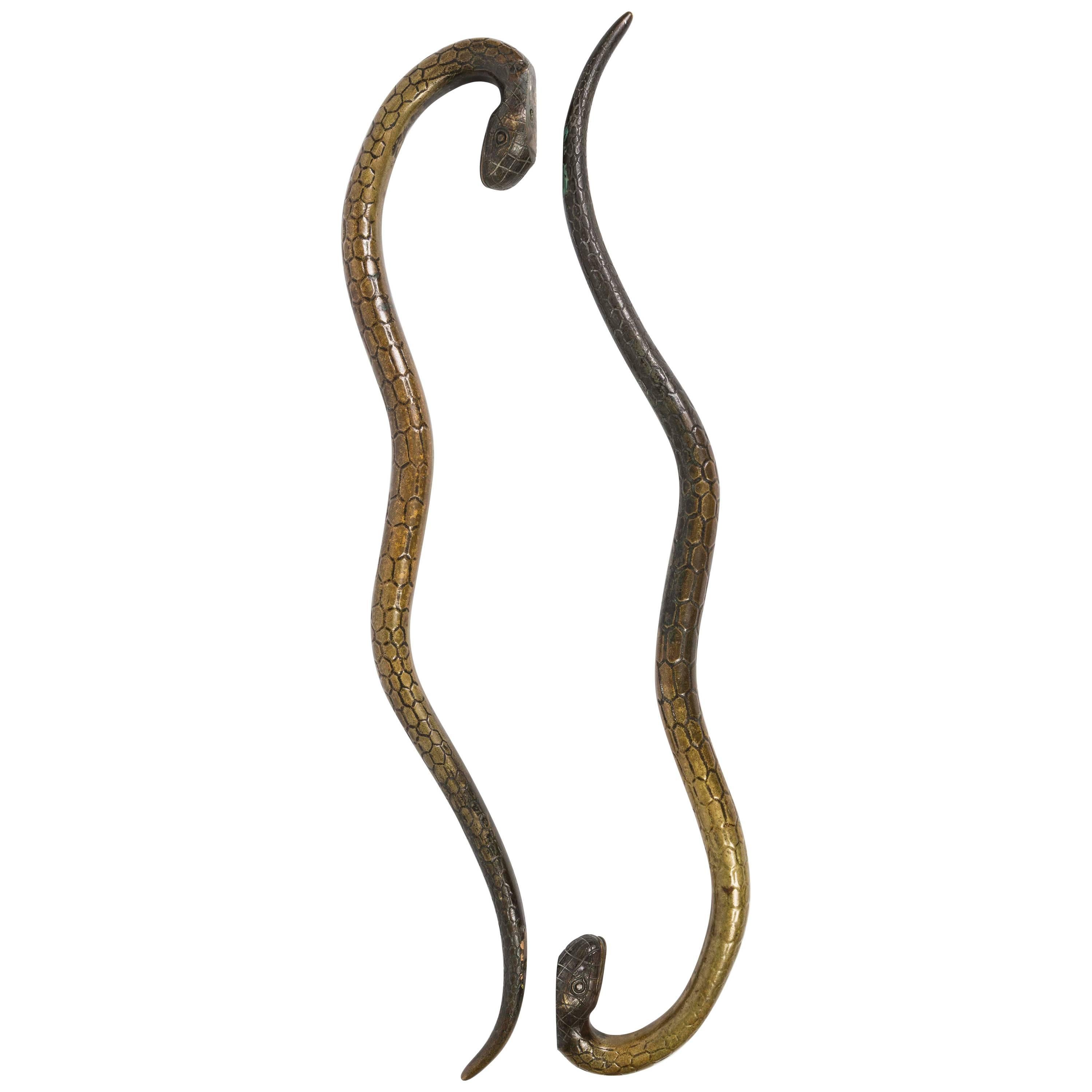 19th Century Bronze Snake Door Handles or Pulls