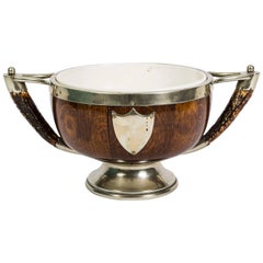 19th Century Treen Bowl with Horn Handles