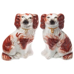 Pair of Staffordshire Porcelain Spaniel Figurines
