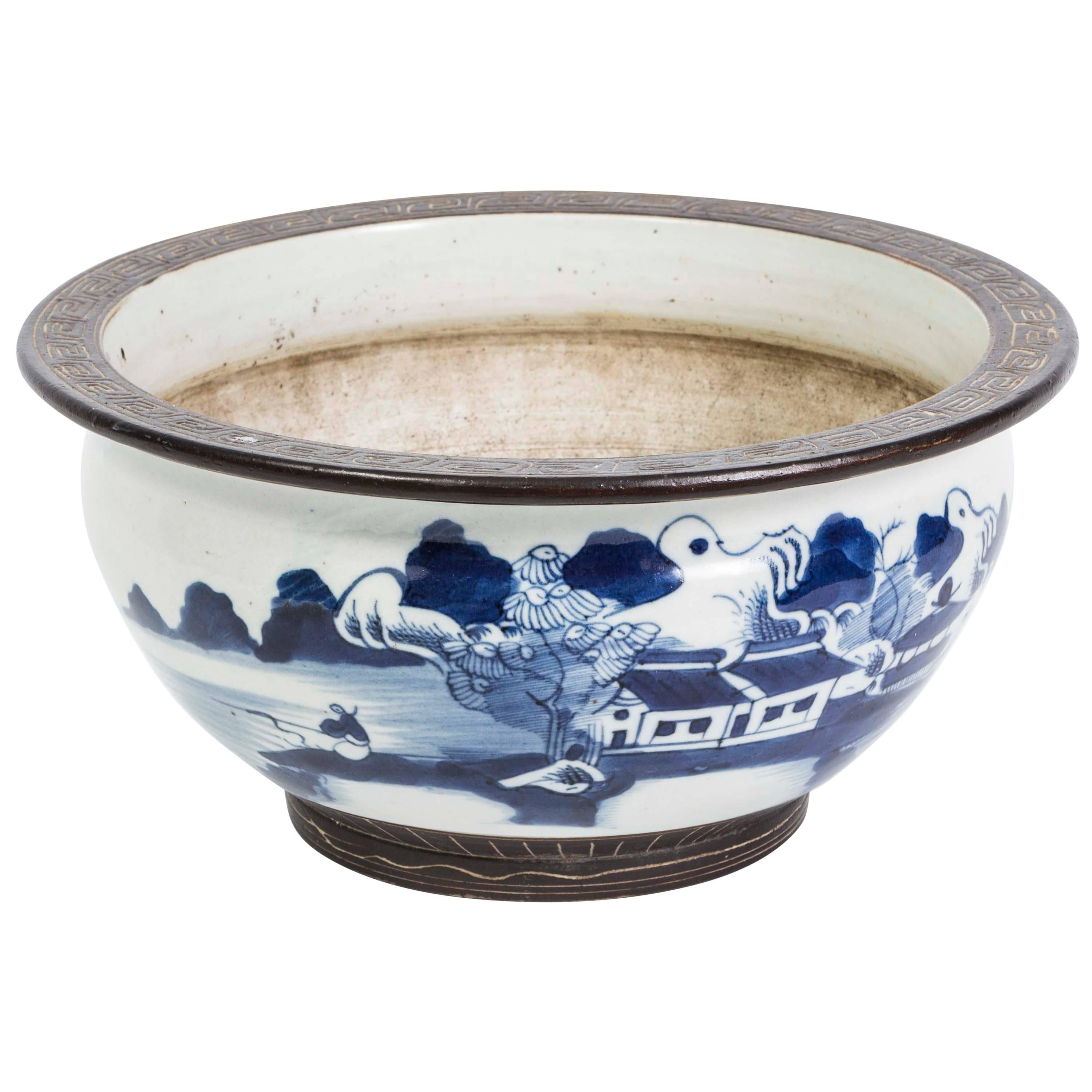 20th Century Blue and White Chinese Bowl