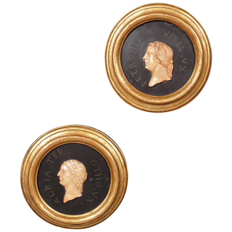 Pair of Early 19th Century Grand Tour Profile Portrait Medallions