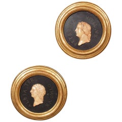 Pair of Early 19th Century Grand Tour Profile Portrait Medallions