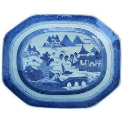 Chinese Blue and White Canton Platter