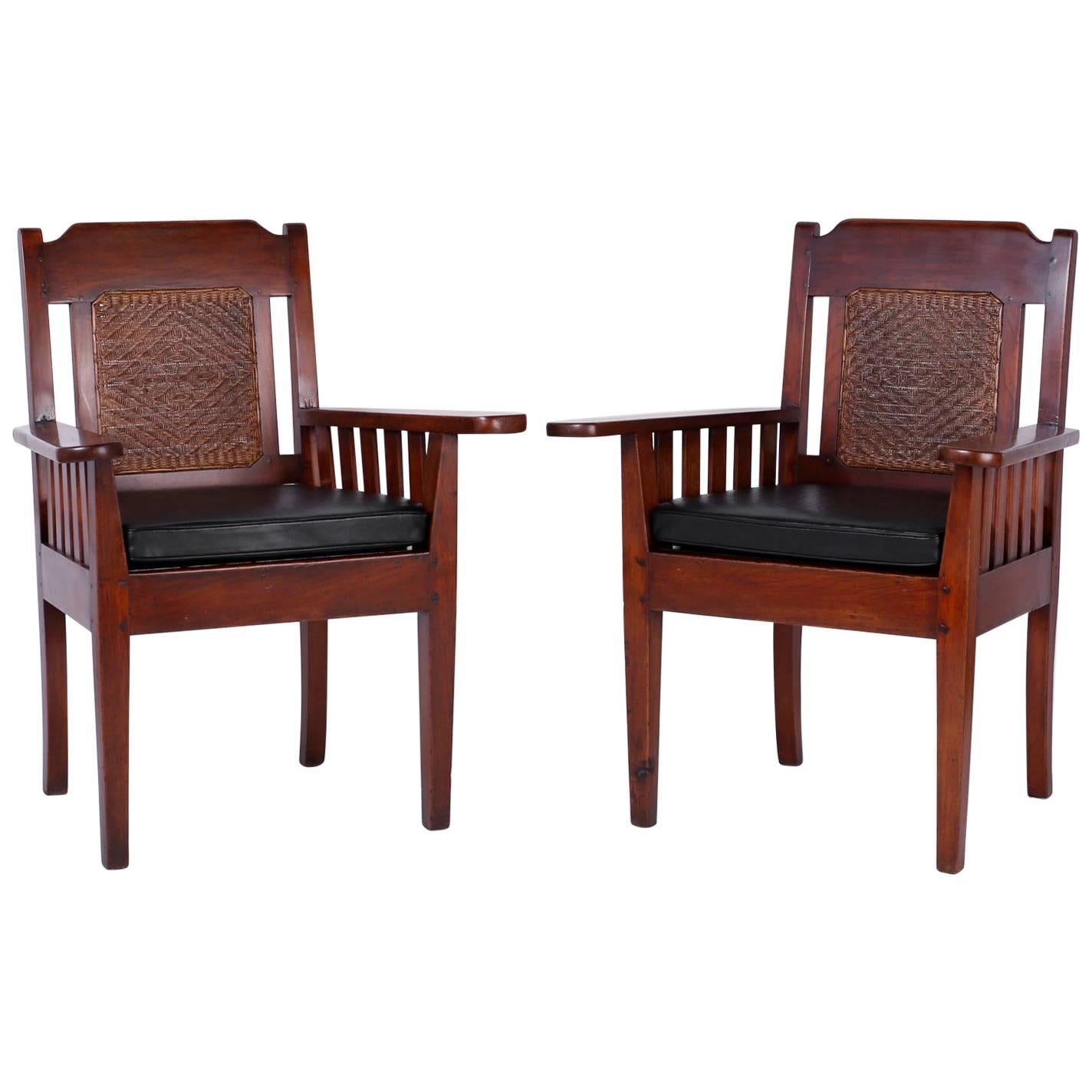 Pair of Antique British Colonial Armchairs