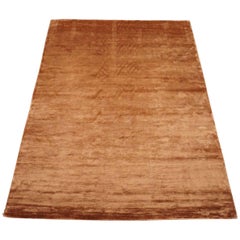 Large Contemporary Bamboo Silk Rug with Sculpted Design