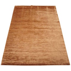 Solid Contemporary Bamboo Silk Rug with Sculpted Design