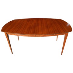 Modern Three-Leaf Block Mottle Walnut Dining Table by Bertha Schaefer, 1950s