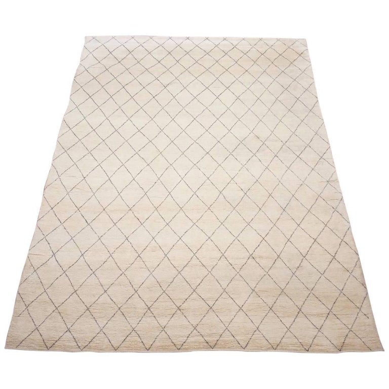 Cream Moroccan Design Area Rug For Sale at 1stDibs