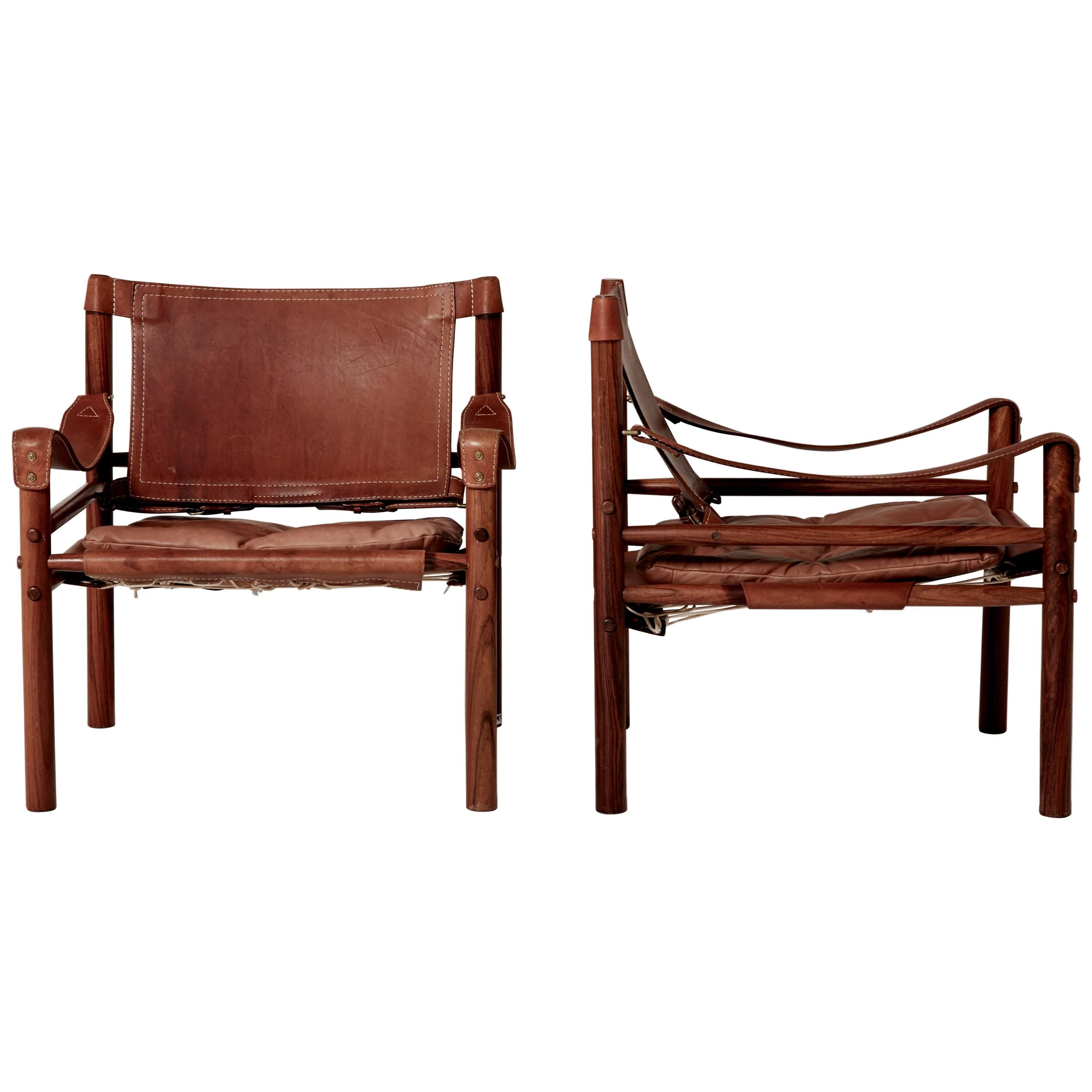 Pair of Arne Norell Safari 'Sirocco' Chairs, Sweden, 1960s