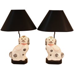 Retro Devonshire Style Porcelain Dog Table Lamps