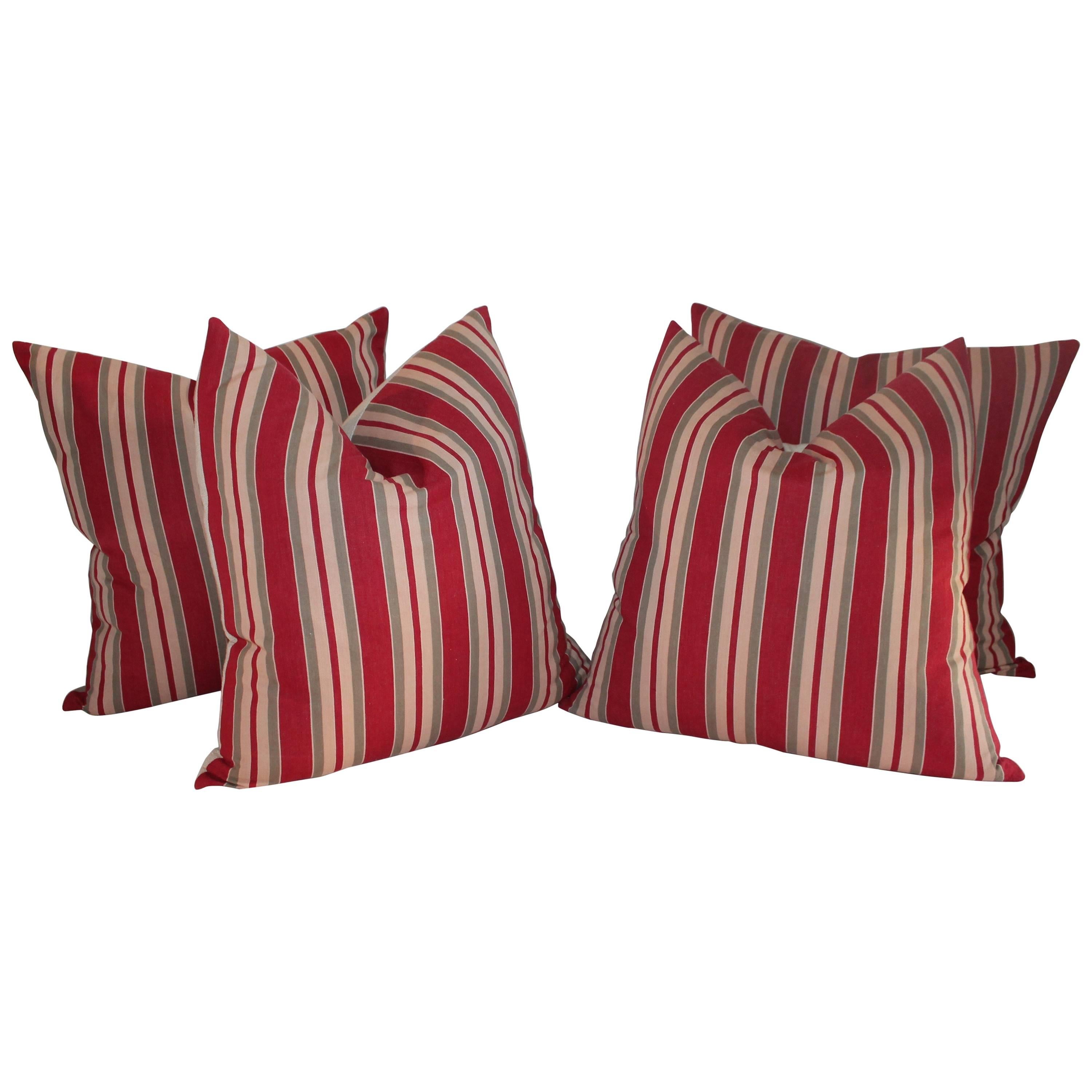 European Striped 19th Century Ticking Pillows, Pair For Sale