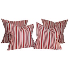19th Century American Ticking Stripped Pillows/Pair