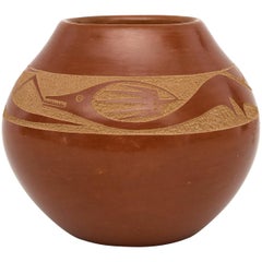 Redware Pottery Jar with an Avanyu by Tony Da, San Ildefonso Pueblo