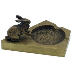 Vintage Vienna Bronze Rabbit Ashtray, Art Deco