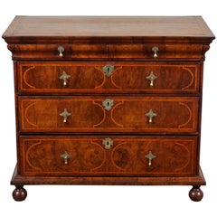 17th Century William and Mary English Walnut Chest of Drawers with Inlay