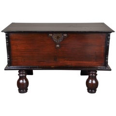 19th Century British Colonial Jakwood and Ebony Trunk