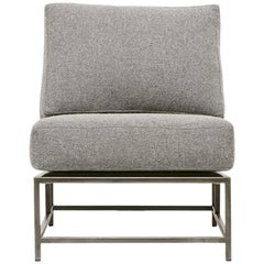 Grey Wool and Antique Nickel Chair