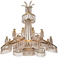Antique 19th Century Russian Chandelier in Bronze and Crystal
