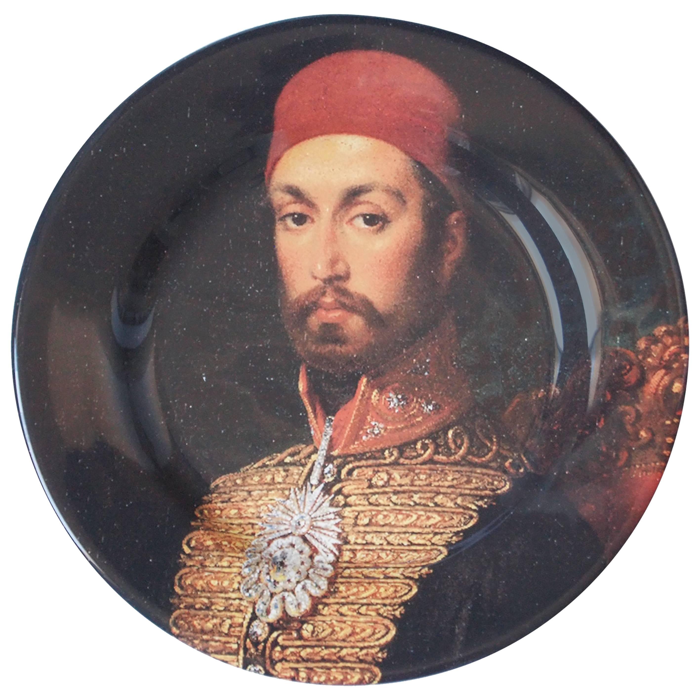 Sultan Abdulmecid I Ceramic Plate by Les Ottomans, Handmade in Italy For Sale