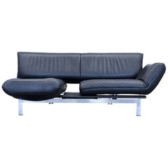 De Sede Ds 140 Designer Sofa Leather Black Two-Seat Function Couch Modern