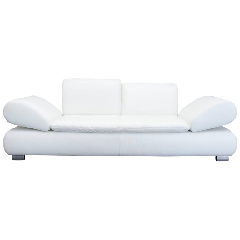 Koinor Diva Designer Sofa Leather White Twoseat Function Couch Modern