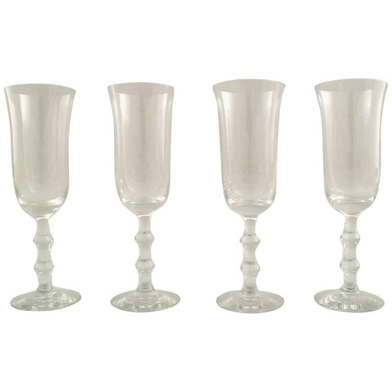 Simon Gate for Orrefors, a Set of Four Champagne Art Glasses For Sale at  1stDibs