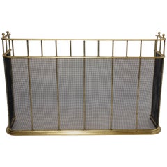 Large Brass Fireplace Screen with Repose Supports, England 19th Century