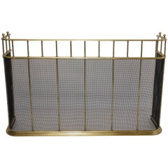 Antique Large Brass Fireplace Screen with Repose Supports, England 19th Century