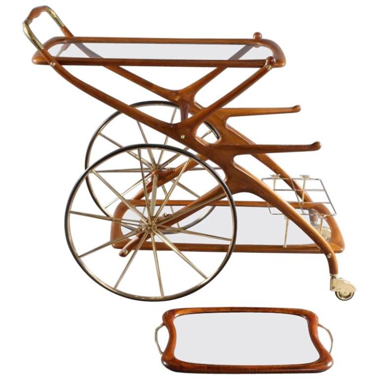 Mid-20th Italian Trolley Bar Cart by Cesare Lacca, Italy, 1950